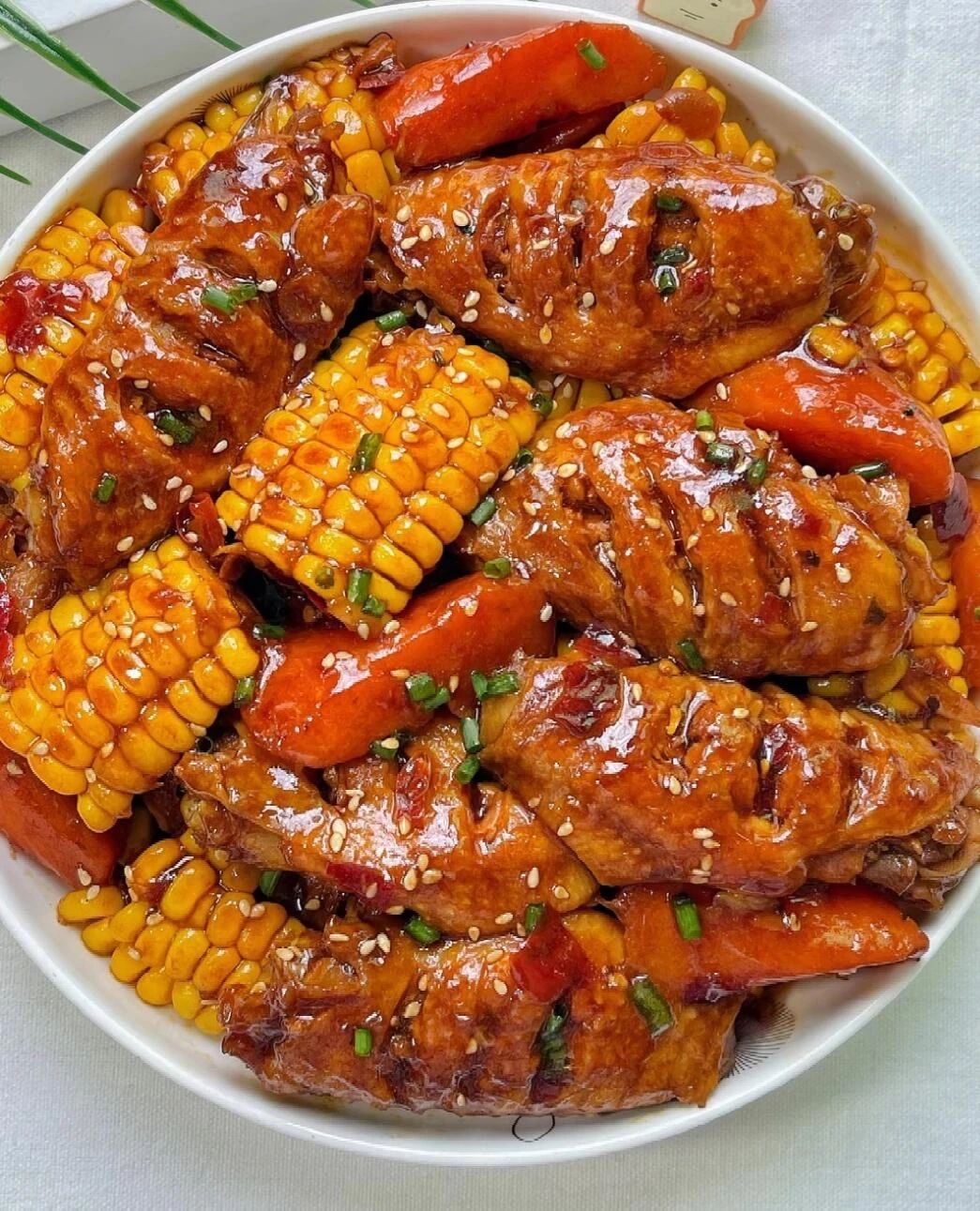 That's a whole pot of corn and chicken wing casserole.