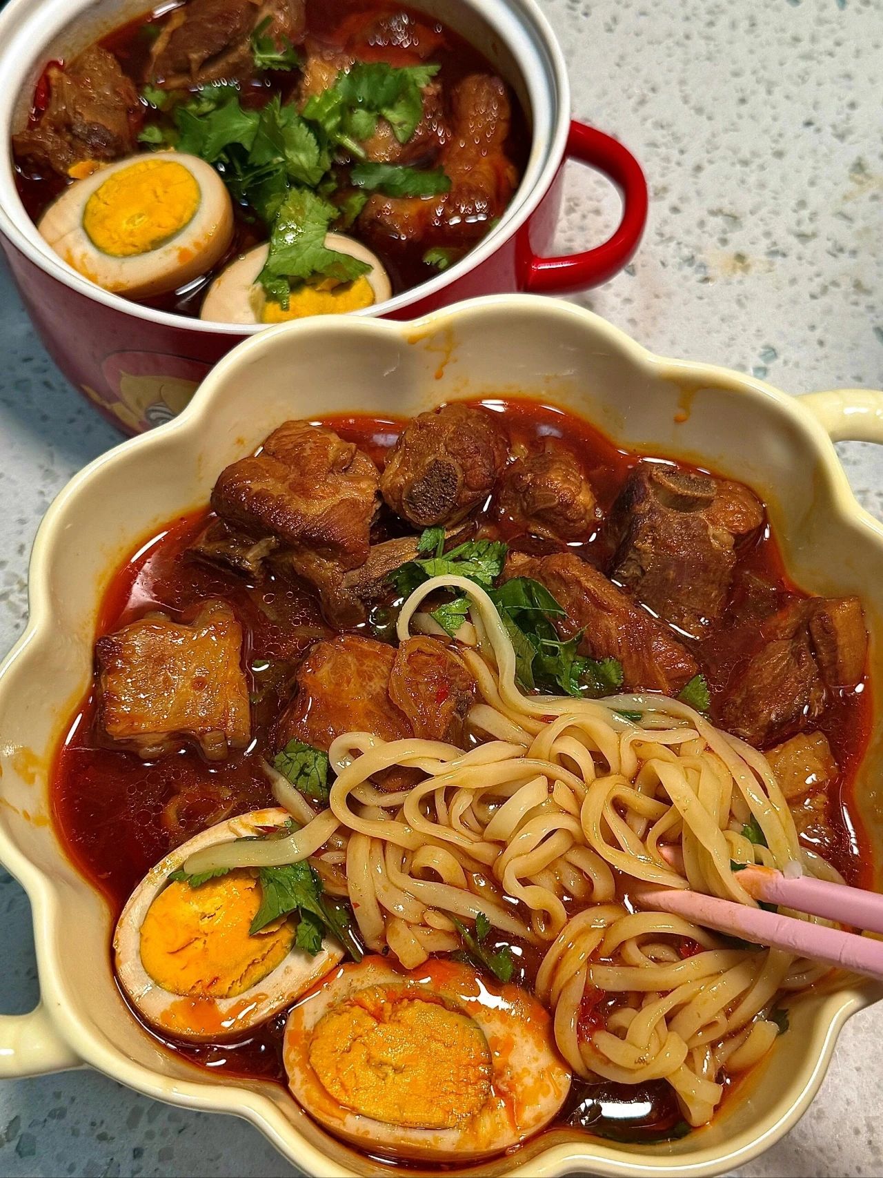 In winter, I love this bowl of “Spare Ribs Noodles with Soy Sauce”.